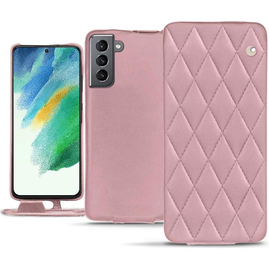 Noreve Lederschutzhülle vertikal (Samsung Galaxy S21 FE), Smartphone Hülle, Rosa