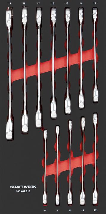 Kraftwerk Ratel combinatiesleutelset inzet (10 mm, 11 mm, 12 mm, 13 mm, 14 mm, 15 mm, 16 mm, 17 mm, 18 mm)