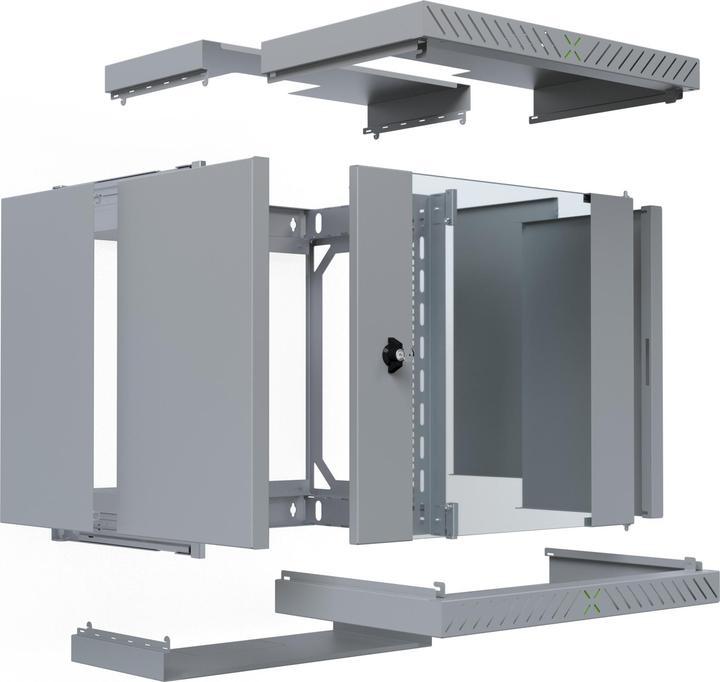 Actual product image EFB Elektronik EFB 19inch 48.26cm wall-mounted housing X-Rack with glass door 400-600mm 12U gray RAL7035 (12 RU, 19 inch rack)