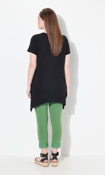 Actual product image Ulla Popken Eco Cotton Embroidered Longline Pointed Hem Tee (46, 48)