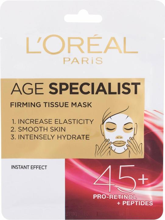 L'Oréal Paris Age Specialist 45 Verstevigend Weefselmasker Textilni Maska Pro Okamzite Zpevneni A Vyhlazeni Pleti