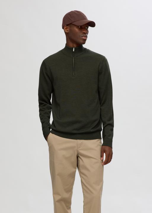 Actual product image Selected Slhtray Ls Knit Merino Half Zip Noos (XXL)