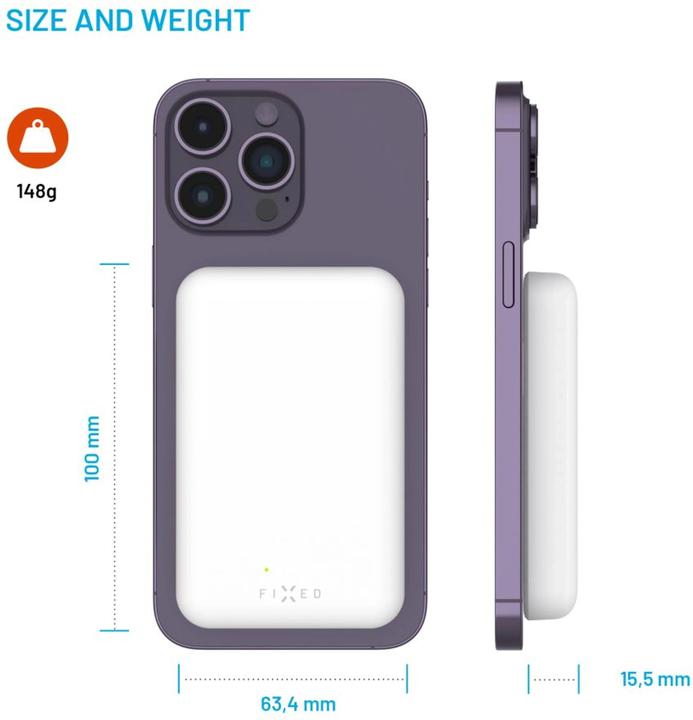 Produktbild Fixed MagZen Trådløs PD 20W Power Bank 6.000 mAh Hvid Powerbank - Hvid - 6000 mAh (6000 mAh, 20 W, 22.20 Wh)