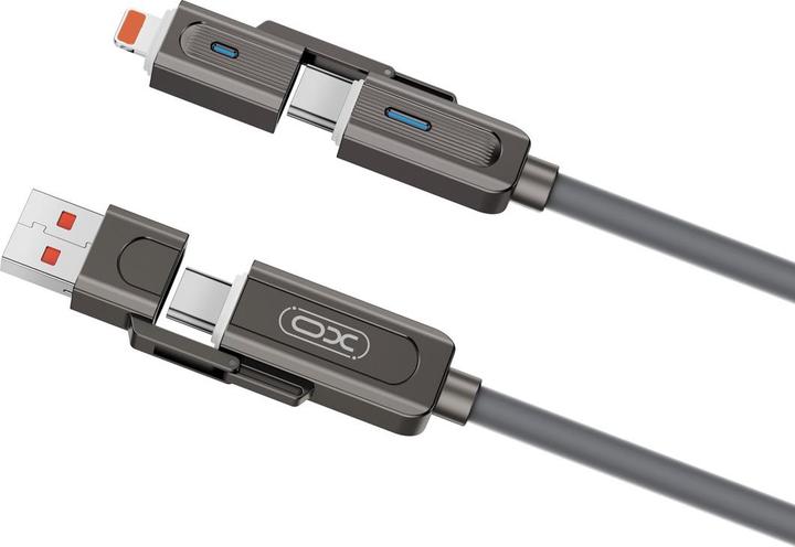 Image du produit xO cabel NB275 4w1 USB-C - Lightning + USB + USB-C 60W 1,0m szary (1 m, 60 W)