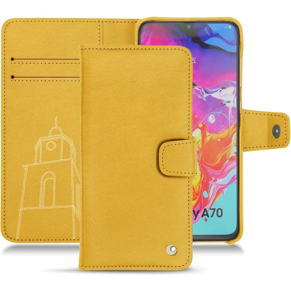 Noreve Lederschutzhülle Wallet (Samsung Galaxy A70), Smartphone Hülle, Orange
