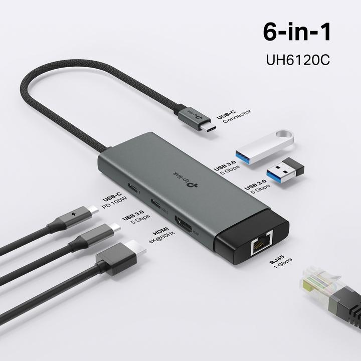 Produktbild TP-Link UH6120C (USB-C, 6 Ports)