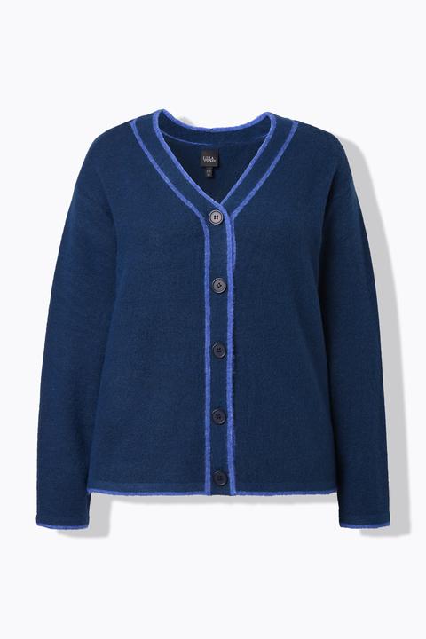 Produktbild Ulla Popken Strickjacke, Kontrastnaht, V-Ausschnitt, Langarm (60)