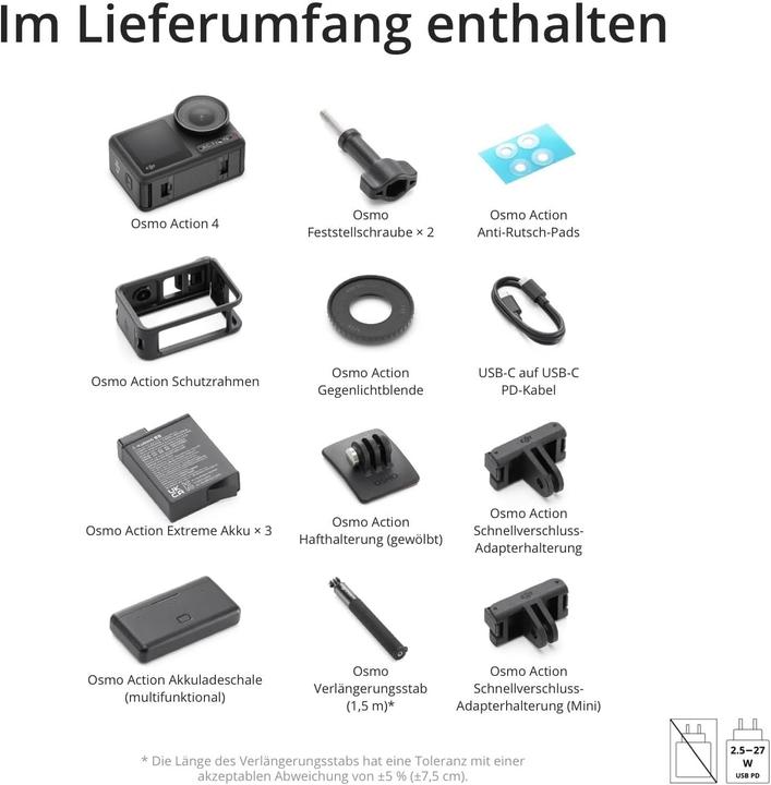 Produktbild DJI Osmo Action 4 Adventure Combo (120p, Bluetooth, WLAN)