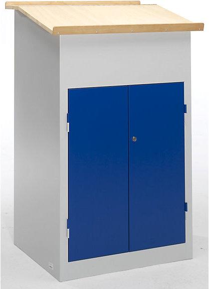Actual product image Pavoy Industrial pedestal desk, with double door cupboard, gentian blue. (70 cm, 120 cm)