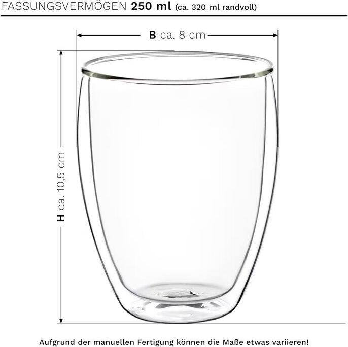 Actual product image Creano Thermos Glass Thermos Mug Gift Set for Hot and Cold Drinks 250 ml No.2 (250 ml, 4 x)