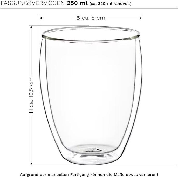 Produktbild Creano Thermoglas Thermobecher Geschenkset für Heiss und Kaltgetränke 250 ml No.2 (250 ml, 4 x)