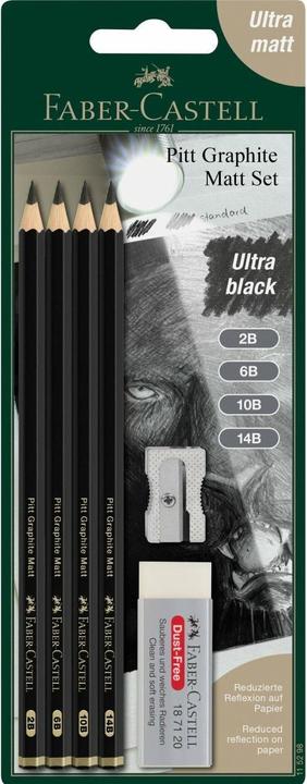 Actual product image Faber-Castell Matite Pitt Graphite Matt 2B 6B 10B 14B (2B, 6B, 14B, 10B, 4 x)