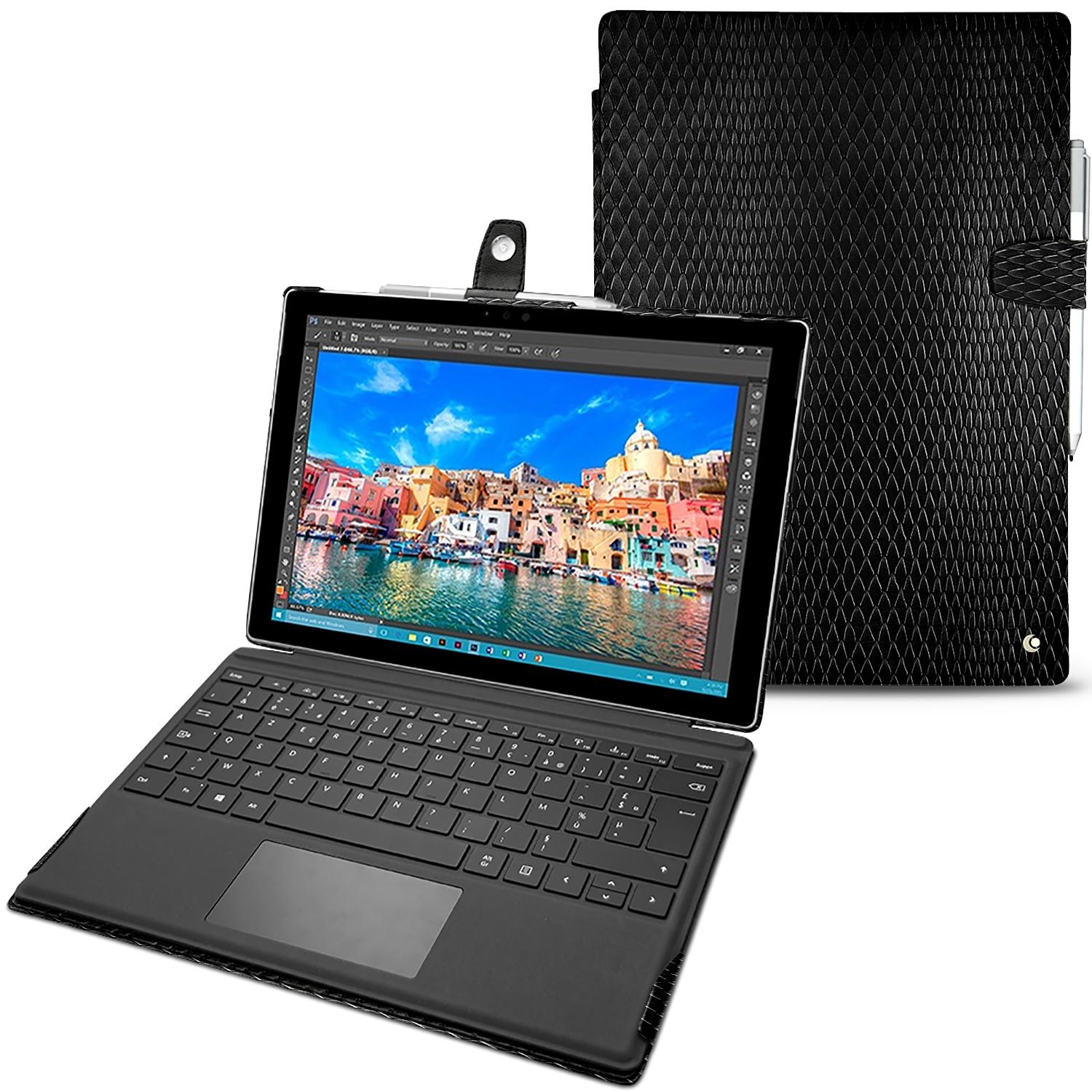 Noreve Lederschutzhülle (Microsoft Surface Pro 4), Tablet Hülle, Schwarz