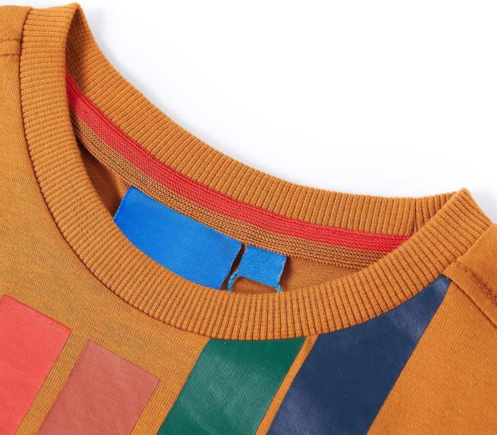 Image du produit vidaXL T-shirt manches longues enfant ocre foncé 116,Matière : 100 (116)
