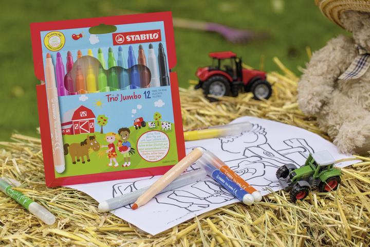 Immagine prodotto STABILO Penna Trio Jumbo con punta in feltro spessa (Multicolore, 12 x)