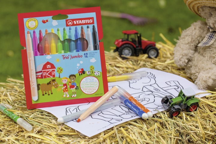 Immagine prodotto STABILO Penna Trio Jumbo con punta in feltro spessa (Multicolore, 12 x)