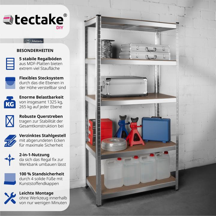 Image du produit tectake Etagère charge lourde 5 plateaux Ludvig