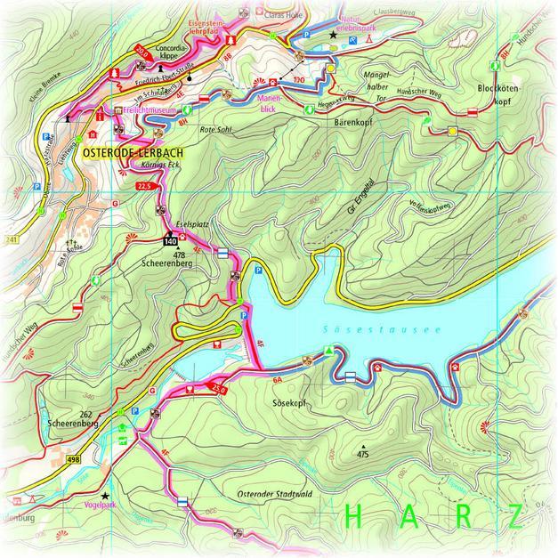 PUBLICPRESS Wanderk.Harzer Baudensteig, Landkarte