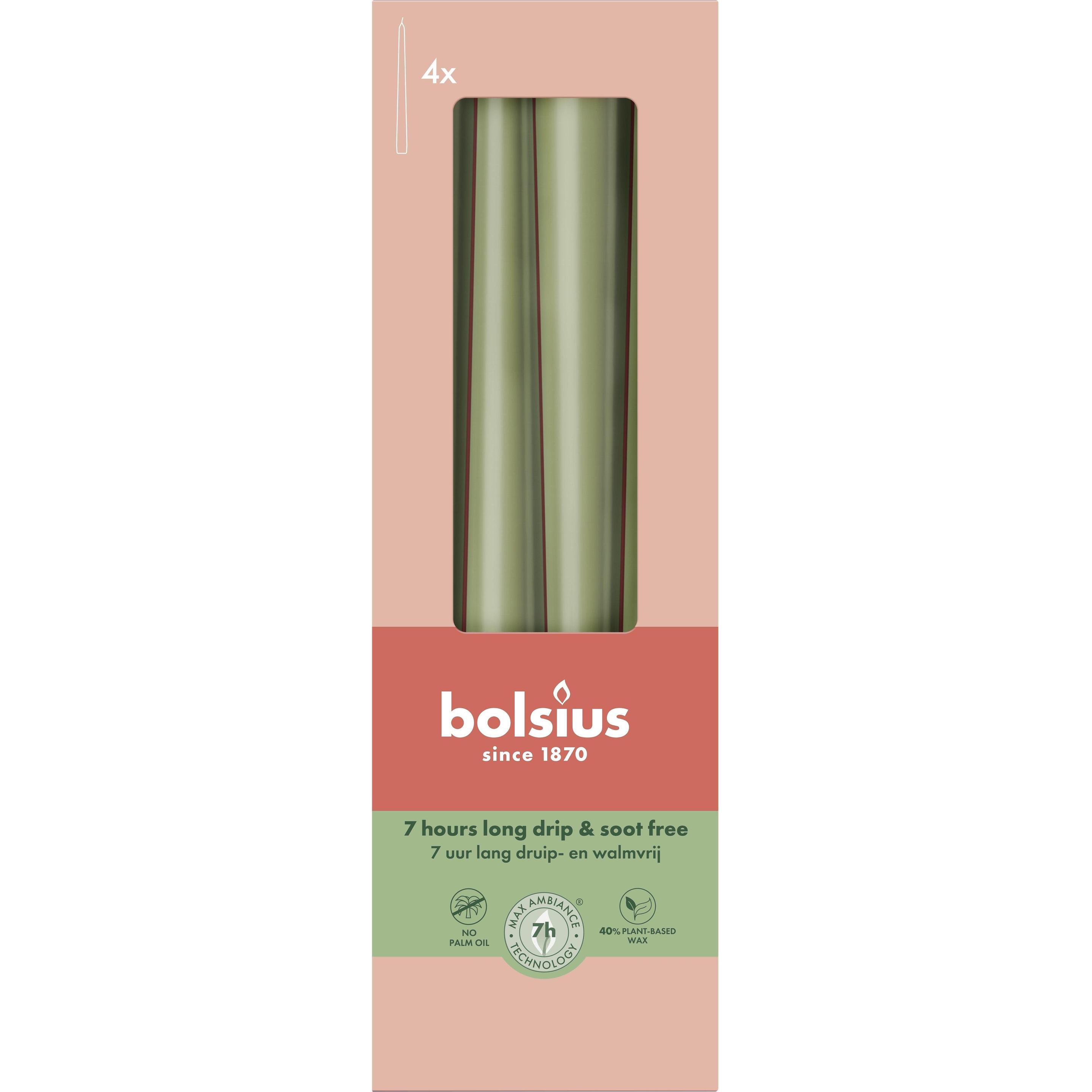Bolsius, Kerzen, Spitzkerze 24,5x2,4 olive 4St (4 Stk.)