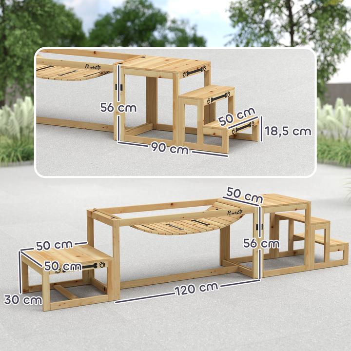 Produktbild PawHut Hunde Agility Set Tannenholz Naturholz (Agility)