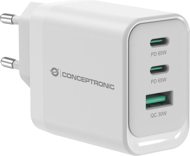 Produktbild Conceptronic Ladegerät 3Port 65W,2xUSB-C,1xUSB-A weiss (65 W)