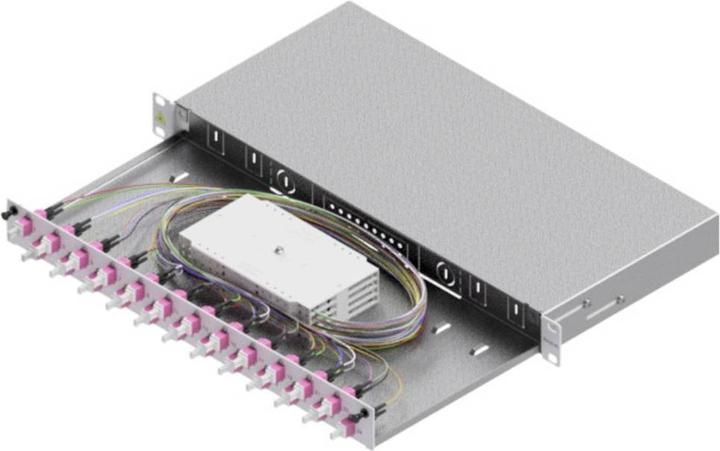 Zellner group Easylan Boîtier d'épissure pour fibre optique Basic LSB1C334 1U 24x LCDuplex Standard OM4 extensible (Boîte de jonction)