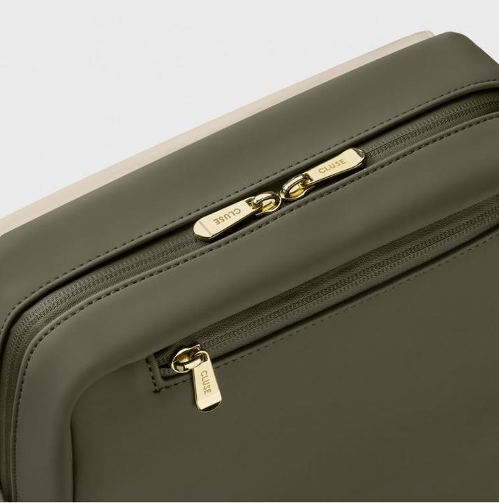 Actual product image Cluse Nuitée Petite Backpack, Dark Green Beige, Gold Colour (6.80 l)