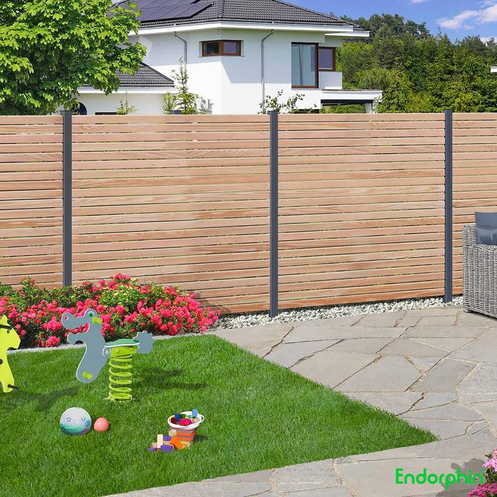 Produktbild Endorphin Rhombus-Sichtschutzzaun Lärche | 6x Elemente (180x180cm) & 7x Alu-Pfosten (7x7x235cm)