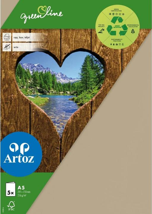 Artoz Blankokarte Green Line A5, 5 Stück, Hellbraun