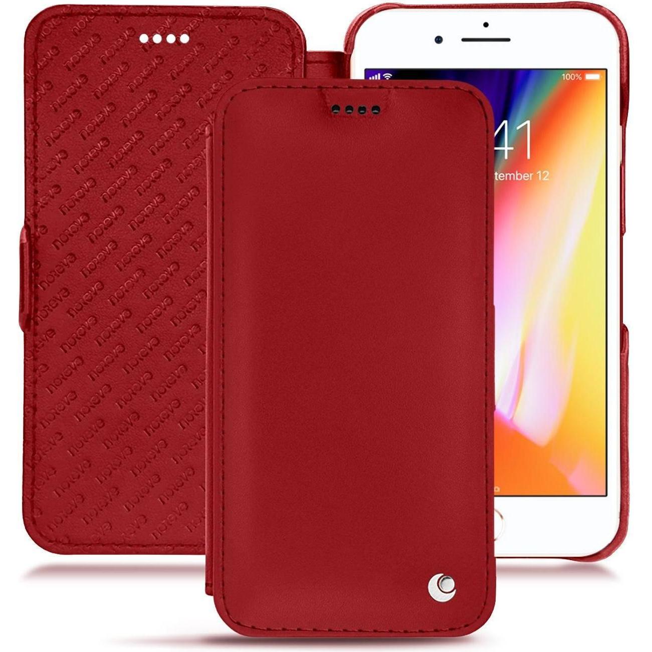 Noreve Lederschutzhülle horizontal (Apple iPhone 8 Plus), Smartphone Hülle, Rot