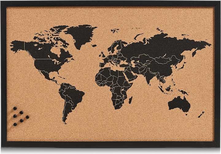Monde (Tableau d'affichage, Planisphère, 60 x 40 cm)