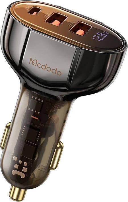 Actual product image Mcdodo Car Charger CC-2300, 2xUSB + USB-C, with Display, 100W (Black)