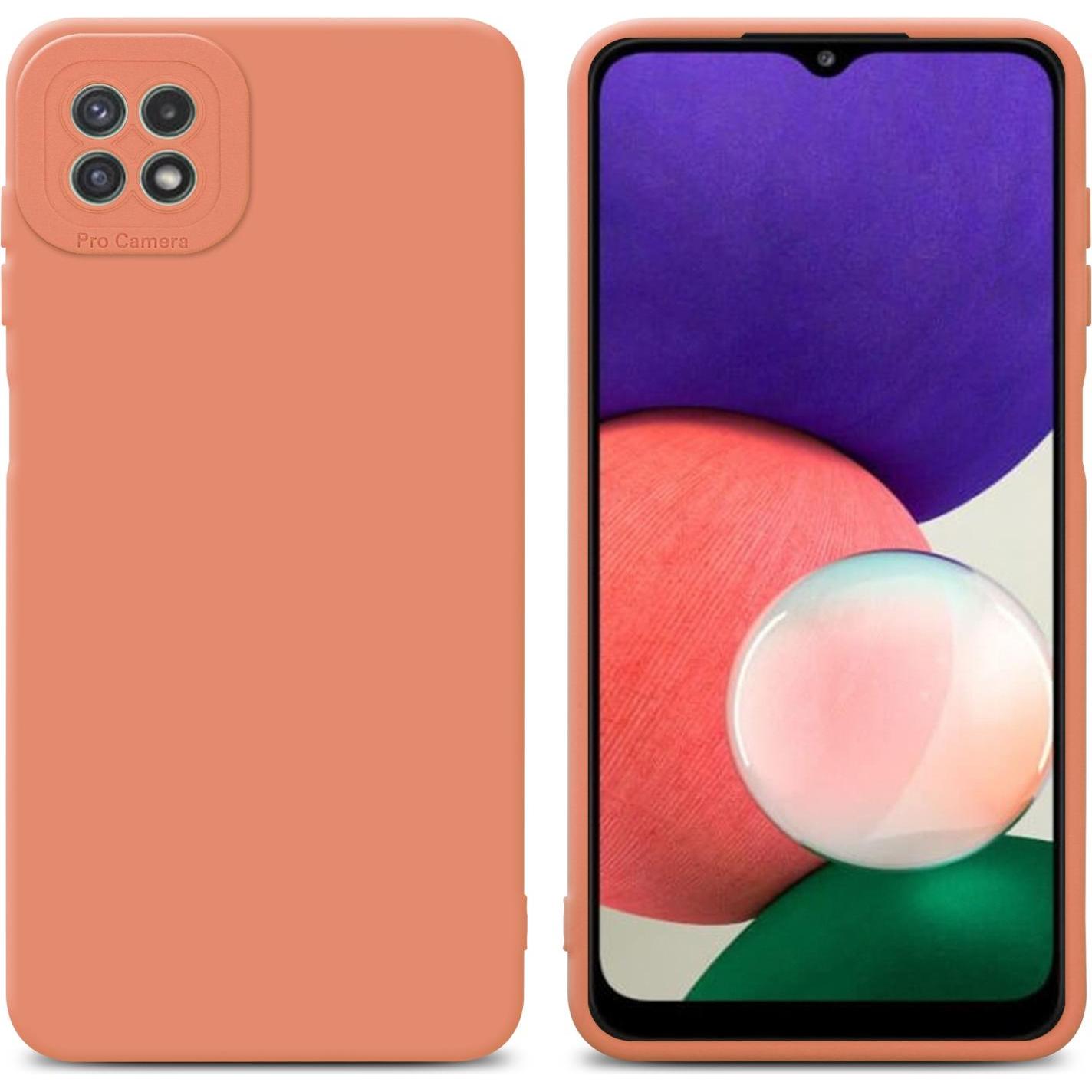 Cadorabo Hülle für Samsung Galaxy A22 5G im TPU Fluid LM162 Style (Samsung Galaxy A22 5G), Smartphone Hülle, Orange
