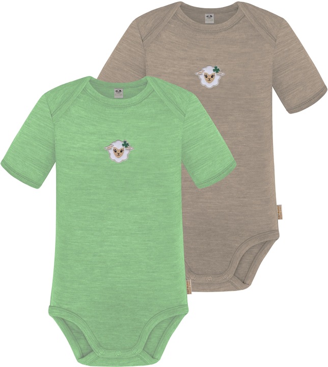 Actual product image Normani Set of 2 baby merino bodysuit short sleeves "Tauranga" - 9293 (62)