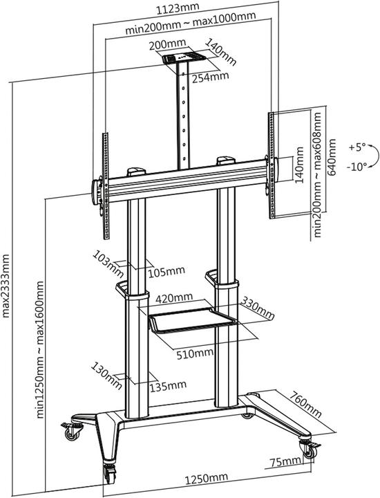 Produktbild Roline LCD-/TV-Rollständer (Universal, 120", 140 kg)
