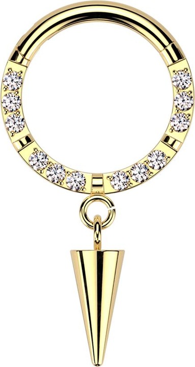 Immagine prodotto Star Piercing Anello micro segmento incernierato cristalli frontali placcati oro argento quattro interruzioni (senza ottone, Titanio G23)