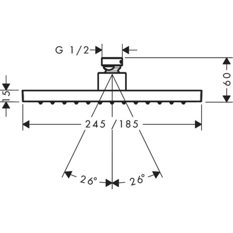 Thumbnail - Axor, Duschbrause, HG Kopfbrause 245 / 185, 1 jet, EcoSmart chrom (1 Strahlarten, 7.40 l/min)