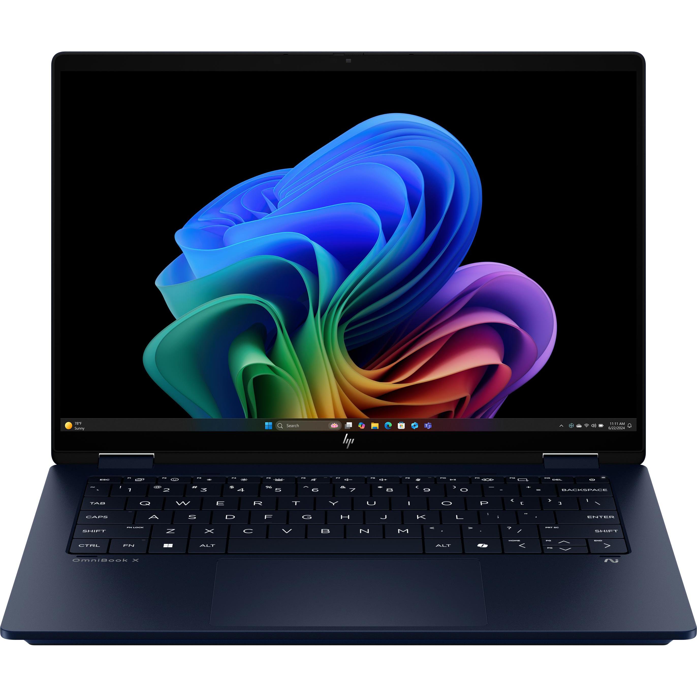 HP OmniBook X FlipNGAI 14-fm0003ns (14", 1000 GB, 32 GB, Deutschland), Notebook, Blau