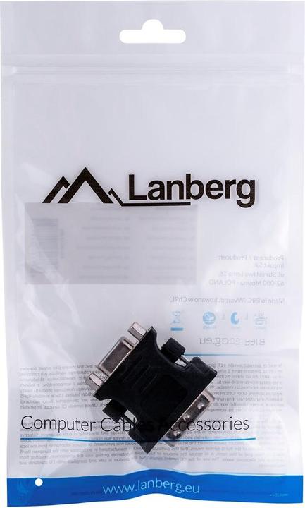 Actual product image Lanberg AD-0012-BK Video Cable Adapter DVI-I VGA (D-Sub) (VGA, 4 cm)