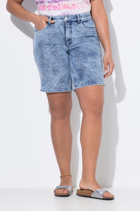 Image du produit Angel of Style Jeans-Shorts, Glitzersteinchen-Stern, 5-Pocket (52)