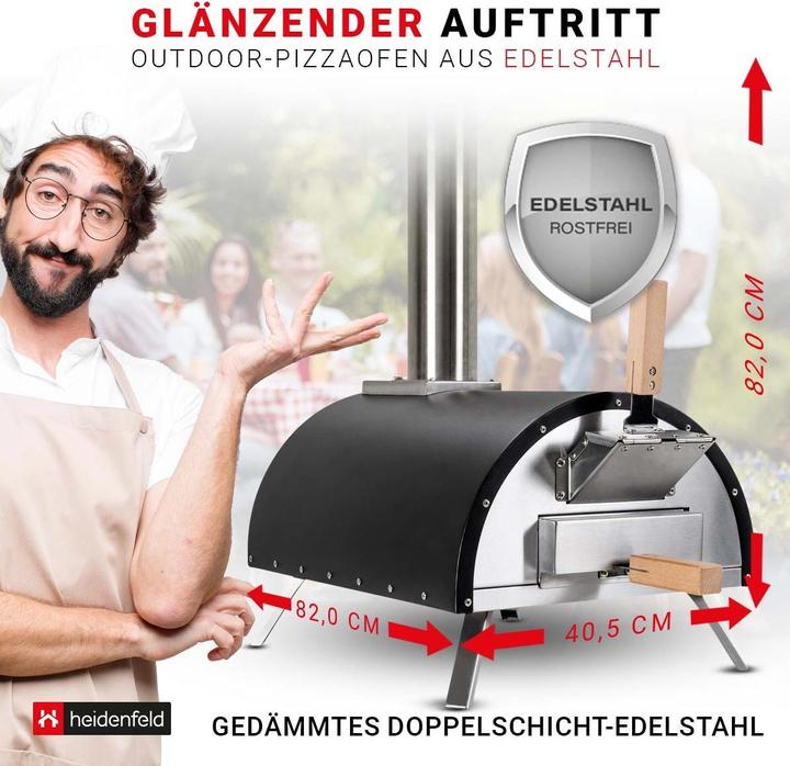 Produktbild Heidenfeld Pellet-Pizzaofen Neapel Hybrid Gas 500° Pizzastein Pizza Ofen Outdoor (Pellet / Gasbrenne (Pizzaofen Gas, Pizzaofen Holz)