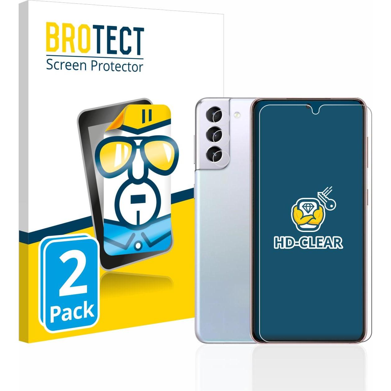 BROTECT Schutzfolie Displayschutz Klar (2 Stück, Samsung Galaxy S21 5G), Smartphone Schutzfolie, Transparent