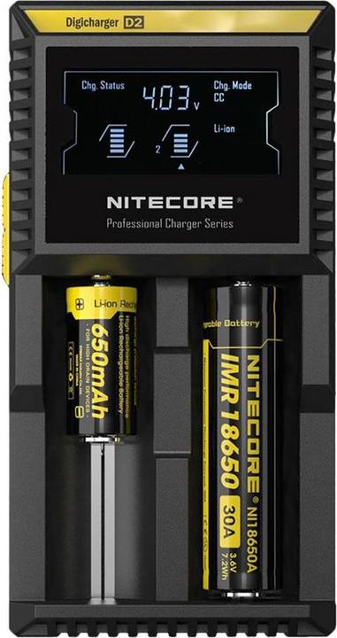 Actual product image Nitecore Digicharger D2 (1 pcs., 14500, 16340, 18650, Battery + charger)