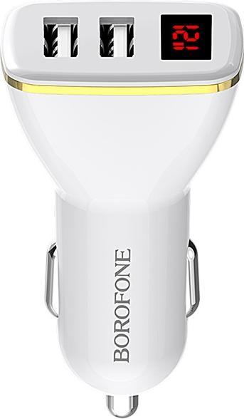 Produktbild Borofone - 2x USB-Autoladegerät mit LED-Anzeige, weiss