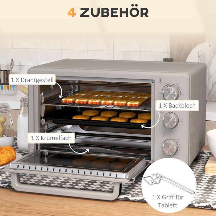 Actual product image Swisshandel24 Mini oven, 21L, 3 cooking modes, 100°C-230°C, rack & tray, stainless steel/glass, silver