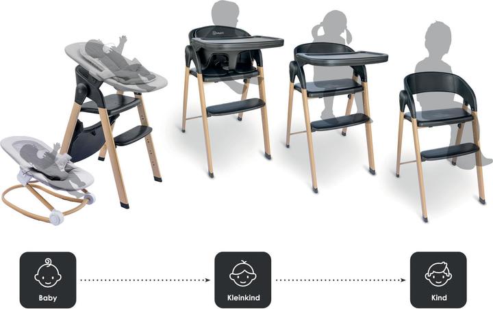 Actual product image BabyGo Levels Newborn Highchair schwarz/Holzoptik (Highchair)