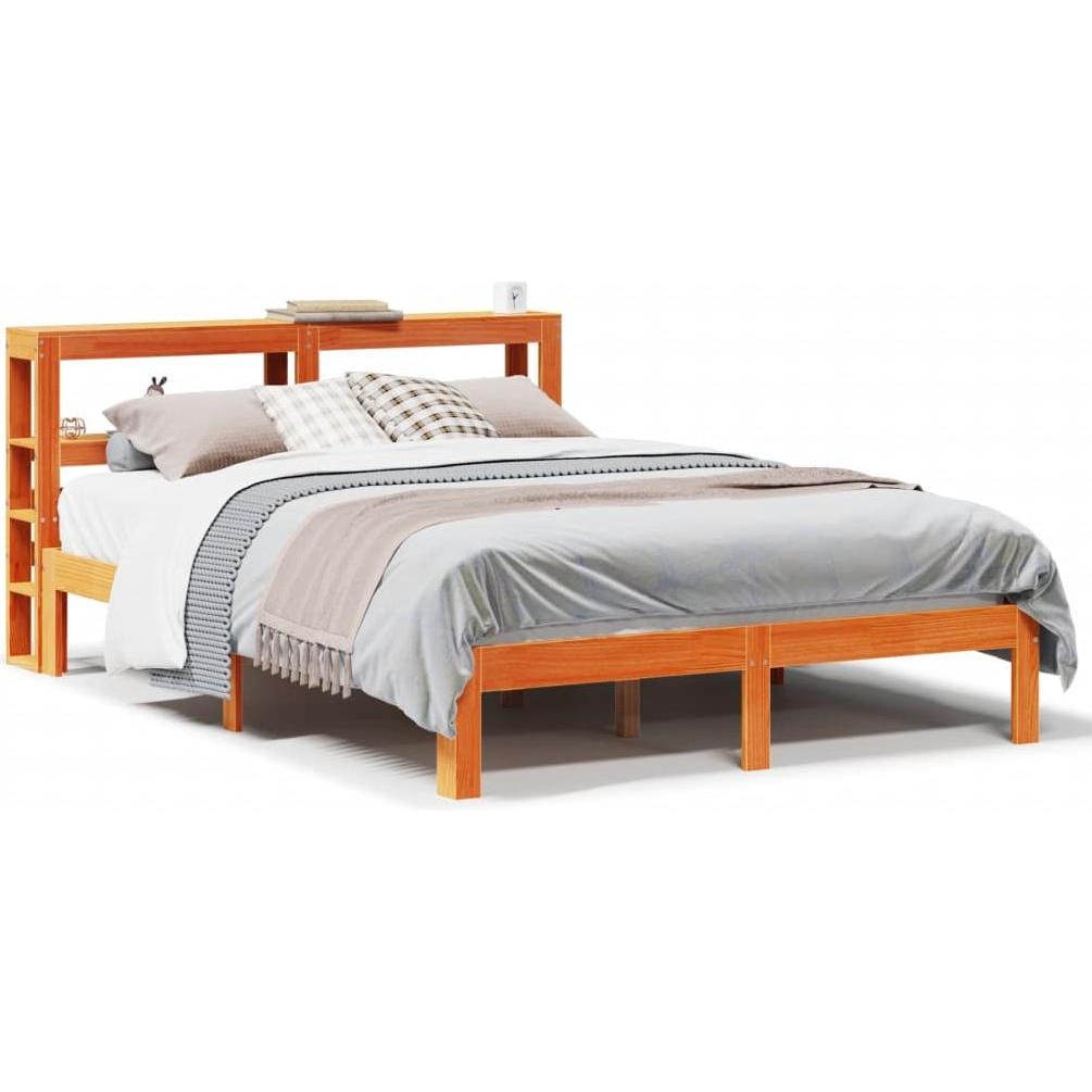 VidaXL, Bett, Massivholzbett Holzbett Bett Doppelbett mit Kopfteil 135x190cm Kiefer (135 x 190 cm)