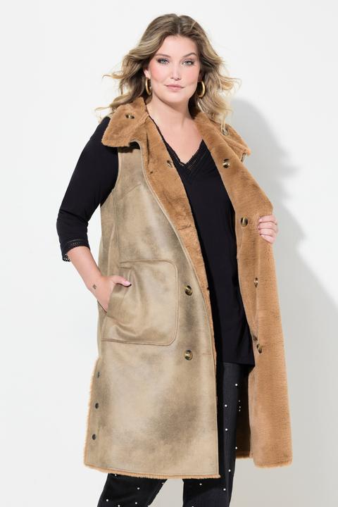 Actual product image Miamoda Reversible vest in leather/plush teddy look (58)