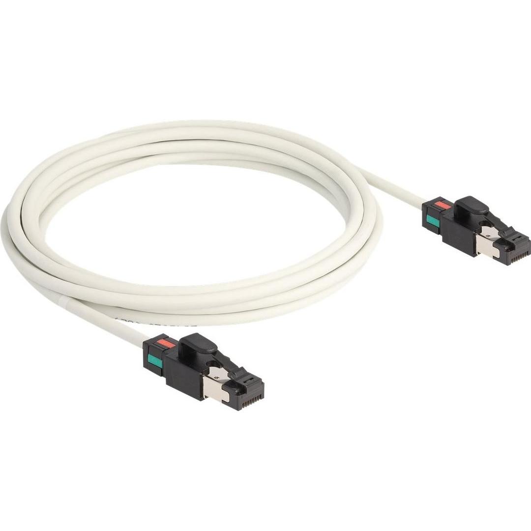 Delock Netzwerkkabel RJ45 Stecker zu Stecker Cat.6A S/FTP mit drehbarer Farbmarkierung 3m weiss (S/FTP, CAT6a, 3 m), Net...