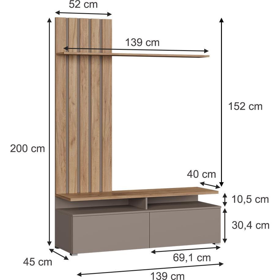 Thumbnail - Vichy, Wohnwand, Wohnwand Harro, Goldkraft Eiche/Greige